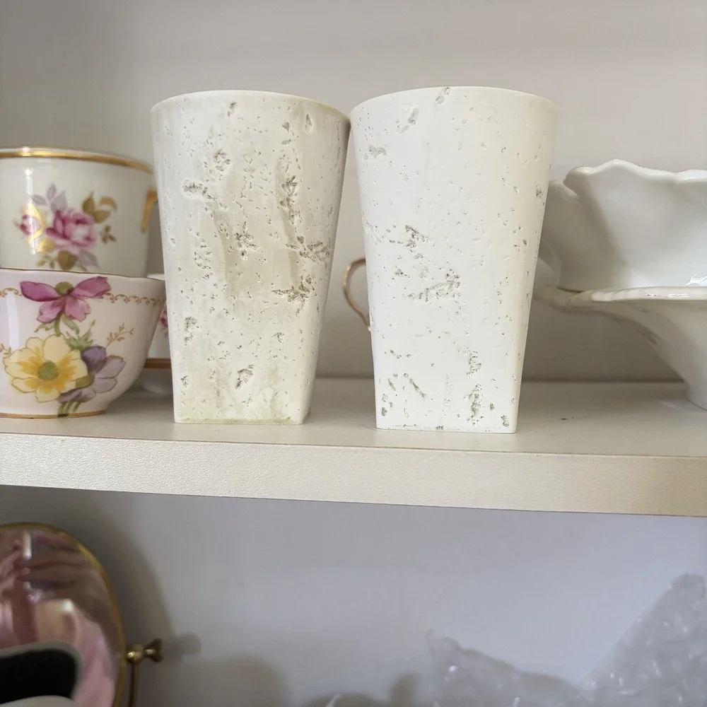 Croscill Travertine Bathroom Vanity Cups Tumblers Toothbrush Holders Ivory Taupe